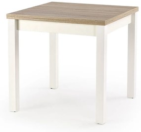 Τραπέζι Houston 224, Sonoma οξιά, Άσπρο, 76x80x80cm, 32 kg, Επιμήκυνση, Πλαστικοποιημένη μοριοσανίδα, Ινοσανίδες μέσης πυκνότητας | Epipla1.gr