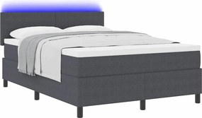 vidaXL LED Κρεβάτι με βάθρο Σκούρο Γκρι και Λευκό 140 x 200 cm