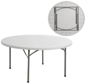 WOODWELL ΕΟ175BLOW Τραπέζι Συνεδρίου - Catering Πτυσσόμενο, Μέταλλο Βαφή Γκρι, HDPE Άσπρο Φ180cm H.74cm ΕΟ175