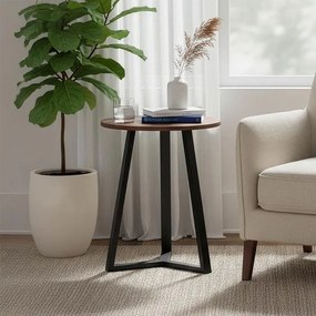 Βοηθητικό τραπεζάκι σαλονιού Trepolo σε καρυδί με μαύρο μέταλλο Φ45x52εκ. 45x45x52 εκ.