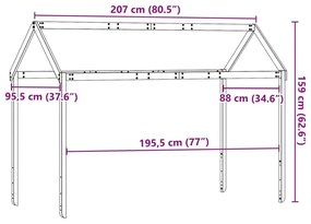 Οροφή Κρεβατιού Παιδική 207x95,5x159 εκ. από Μασίφ Ξύλο Πεύκου - Καφέ