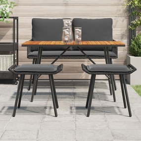 vidaXL Κήπος Σκαμπό 2 τμχ Μαύρο 50x40x45 εκ Συνθετικό Ρατάν