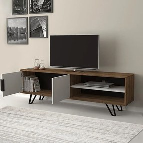 Έπιπλο τηλεόρασης Foot καρυδί-λευκό 160x35x49εκ