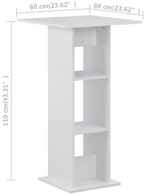 vidaXL Τραπέζι Μπαρ Λευκό 60 x 60 x 110 εκ.