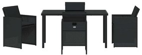 vidaXL Σέτ φαγητού για κήπο με μαξιλάρι 5 pcs Μαύρο συνθετικό ρατάν