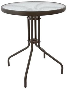 Garden table Lima Metal with Glass Brown Φ60x70 cm 60x60x70 εκ.