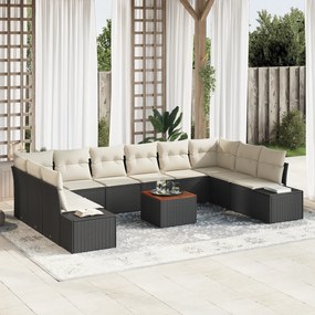 vidaXL Σετ Καναπέδων Κήπου 11 pcs Μαύρος, λευκός