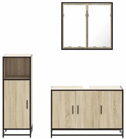 vidaXL Σετ Επίπλων Μπάνιου 3 Τεμαχίων Sonoma Δρυς Επεξεργασμένο Ξύλο