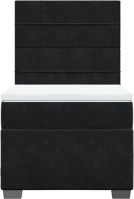vidaXL Κρεβάτι Boxspring με Στρώμα Μαύρο 100x200 εκ. Βελούδινο