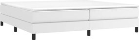 vidaXL Κρεβάτι Boxspring με Στρώμα Λευκό 200x200 εκ. Συνθετικό Δέρμα