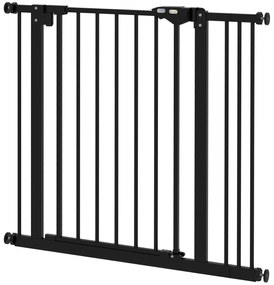 Dog Door Gate Barrier Pet Gate Metal Plastic 74-87cm Μαύρο