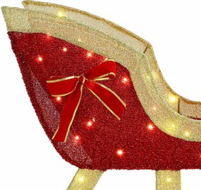 vidaXL Έλκηθρο με Ελάφια Θερμό λευκό 151 x 28 x 128.5 εκ. ύφασμα