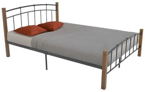 Κρεβάτι Mandy ξύλο σε καρυδί απόχρωση-μαύρο μέταλλο 150x200εκ 150x200x94 εκ.