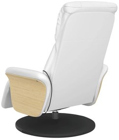 vidaXL Πολυθρόνα Μασάζ Ανακλινόμενη με Υποπόδιο Λευκή Συνθετικό Δέρμα