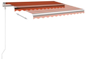 Τέντα Αυτόματη με LED &amp; Αισθ. Ανέμου Πορτοκαλί/Καφέ 300x250 εκ. - Πολύχρωμο