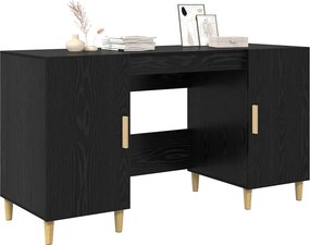 vidaXL Γραφείο με ράφι Μαύρη Οξυά 140 x 50 x 75 εκ. Επεξεργασμένο ξύλο