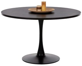 Τραπέζι Τραπεζαρίας Στρογγυλό HM9422.02 Φ120x74cm Marble Black Melamine, Metal