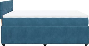 vidaXL Κρεβάτι Boxspring με Στρώμα Μπλε 140x200 εκ. Βελούδινο