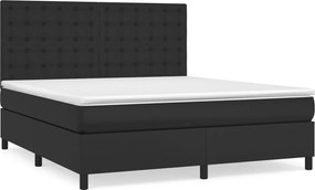 vidaXL Κρεβάτι Boxspring με Στρώμα Μαύρο 160x200εκ.από Συνθετικό Δέρμα