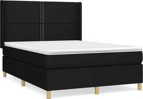 vidaXL Κρεβάτι Boxspring με Στρώμα Μαύρο 140x190 εκ. Υφασμάτινο