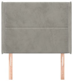 Κεφαλάρι με Πτερύγια Ανοιχτό Γκρι 93x16x118/128 εκ. Βελούδινο 3119476
