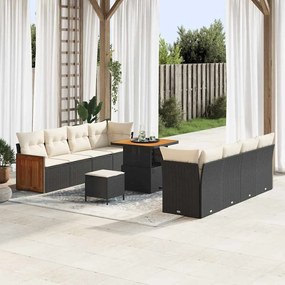 vidaXL Σετ Καναπέ Κήπου 11 pcs Μαύρο και κρεμ 80 x 80 x 71 cm