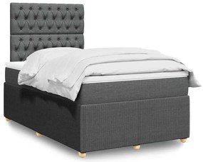 vidaXL Κρεβάτι Boxspring με Στρώμα Σκούρο Γκρι 120x200 εκ. Υφασμάτινο