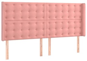 vidaXL Κρεβάτι Boxspring με Στρώμα Ροζ 160x200 εκ. Βελούδινο