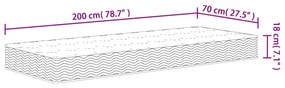 Στρώμα με Bonnell Springs Μεσαία Σκληρότητα 70x200 εκ. - Λευκό