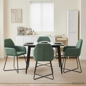vidaXL Καρέκλες φαγητού 4 pcs Βελούδο Θαλασσί 55 x 50 x 84 εκ.