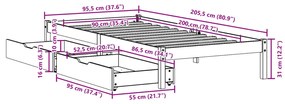 ΣΚΕΛΕΤΟΣ ΚΡΕΒ. ΧΩΡΙΣ ΣΤΡΩΜΑ ΚΑΦΕ ΚΕΡΙΟΥ 90X200 ΕΚ ΜΑΣΙΦ ΠΕΥΚΟ 3301451