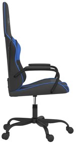 Καρέκλα Gaming Μασάζ Μαύρο/Μπλε από Συνθετικό Δέρμα - Μαύρο
