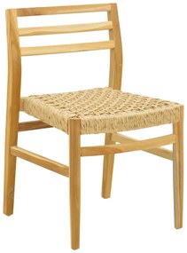 Καρέκλα Tuga pakoworld σκελετός teak ξύλο-pe σχοινί σε φυσική απόχρωση 50x58x86εκ