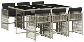 vidaXL Σετ Τραπεζαρίας Κήπου 7 τεμ. Αν. Γκρι Συνθ. Ρατάν με Μαξιλάρια