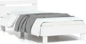 vidaXL Πλαίσιο Κρεβατιού με Κεφαλάρι &amp; λυχνίες LED Λευκό 75 x 190 εκ.