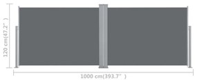 Σκίαστρο Πλαϊνό Συρόμενο Ανθρακί 120 x 1000 εκ. - Ανθρακί