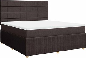 vidaXL Κρεβάτι Boxspring με Στρώμα Σκούρο Καφέ 180x200 εκ Υφασμάτινο
