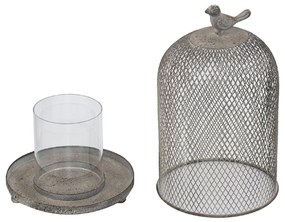 Artekko Bird Cage Κηροπήγιο/Κλουβί Μεταλλικό Γκρι Αντικέ (21.6x21.6x33)cm Σετ/2