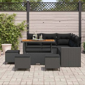 vidaXL Σετ Καναπέ Κήπου 9 pcs Μαύρο συνθετικό ρατάν