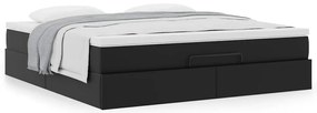 vidaXL Οθωμανικό κρεβάτι με στρώμα Μαύρο 160x200cm Faux Leather