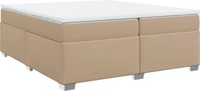 vidaXL Κρεβάτι Boxspring με Στρώμα Καπουτσίνο 200x200εκ.από Συνθ.Δέρμα