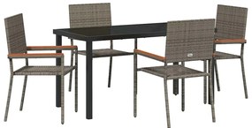 vidaXL Σέτ φαγητού για κήπο 5 pcs Γκρι Πολυ ράταν
