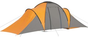 vidaXL Σκηνή Camping 6 Ατόμων Γκρι / Πορτοκαλί