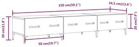 Έπιπλο Τηλεόρασης Γκρι Sonoma 150x34,5x30εκ. Επεξεργασμένο Ξύλο - Γκρι