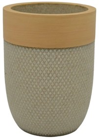 Ποτηροθήκη Με Ανάγλυφη Υφή 7,4x7,4x10cm Beige Ankor Polyresin