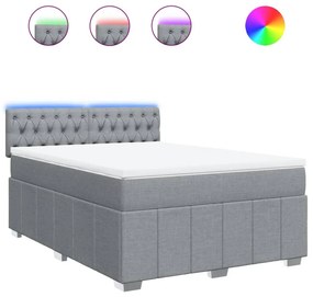 Κρεβάτι Boxspring με Στρώμα Αν. Πράσινο 160x200εκ Υφασμάτινο - Γκρι