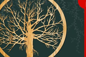 Σετ των 2 Intra απο ξύλο plywood 3mm-4mm πάχος Τρισδιάστατο λέιζερ/χαρτί Κόψτε δέντρο σε κύκλο Δίασταση 15x15 cm INTRAFABR-23333115