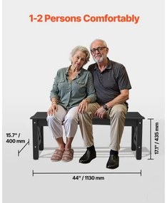 VEVOR Outdoor Bench Patio Bench 113 cm Weatherproof Plastic Frame 272 kg Black