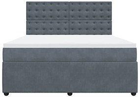 vidaXL Κρεβάτι Boxspring με Στρώμα Σκούρο Γκρι 180x200 εκ. Βελούδινο