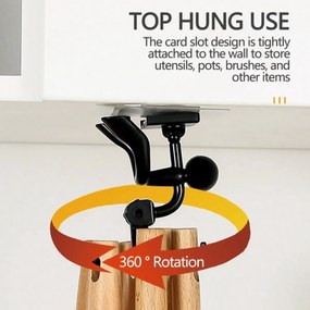 Αυτοκόλλητη Περιστρεφόμενη Κρεμάστρα 360° με 6 Γάντζους - Άσπρο